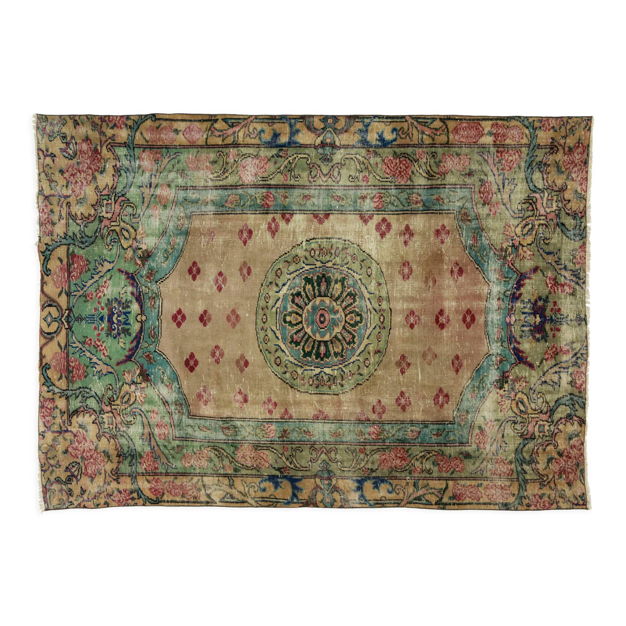 Anatolian handmade vintage rug 254 cm x 182 cm