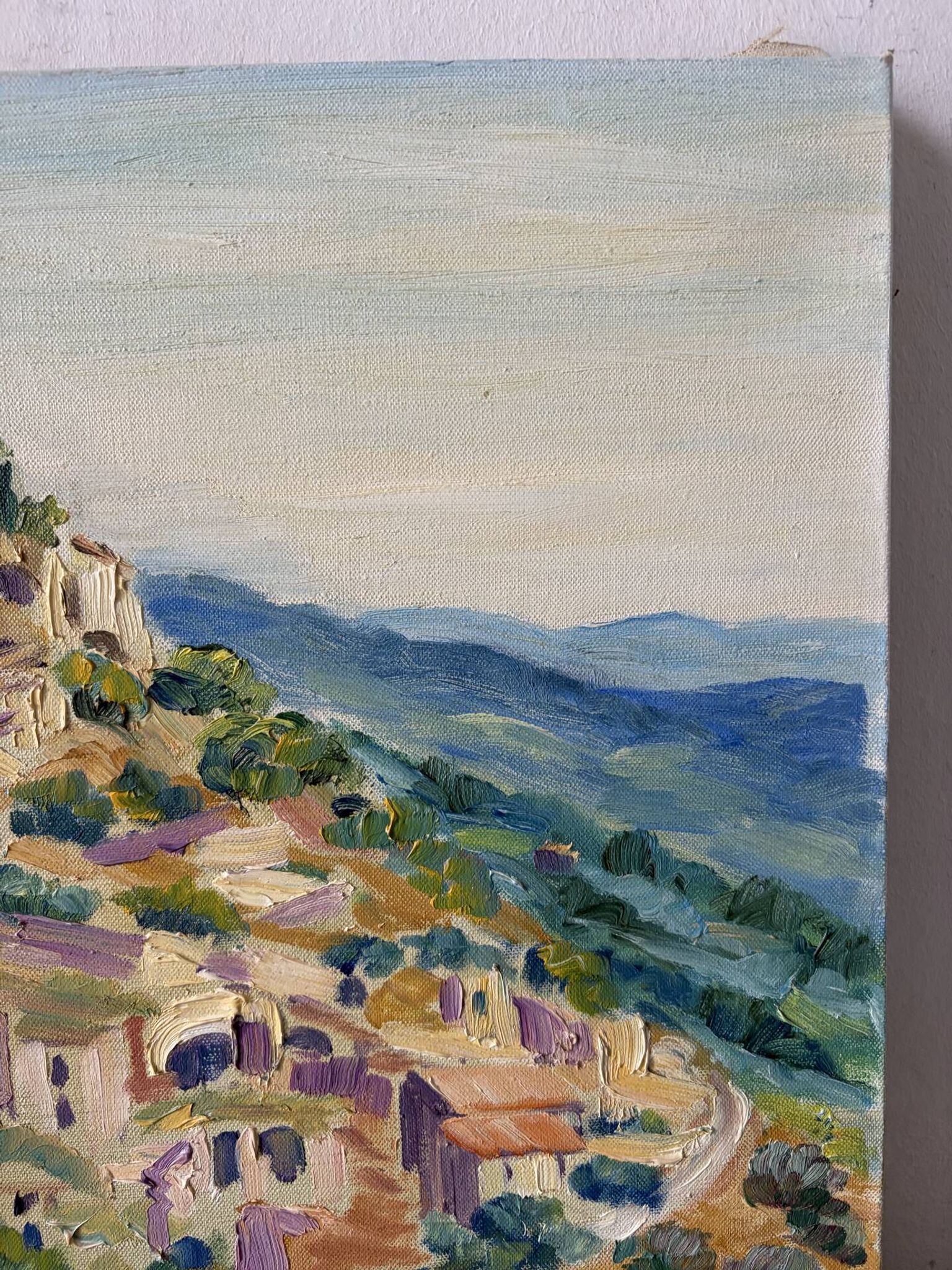 Gordes, village in the Luberon, oil on canvas signed Gisèle Renaut