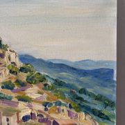 Gordes, village in the Luberon, oil on canvas signed Gisèle Renaut