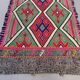 Vintage Turkish mini kilim 42x87 cm wool small kelim runner, shabby chic 2577