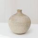 Beige Bernd Röter Studio Ceramic Vase by Clemenswerth Germany, Vintage Mid-Century with Green-Blue Glaze