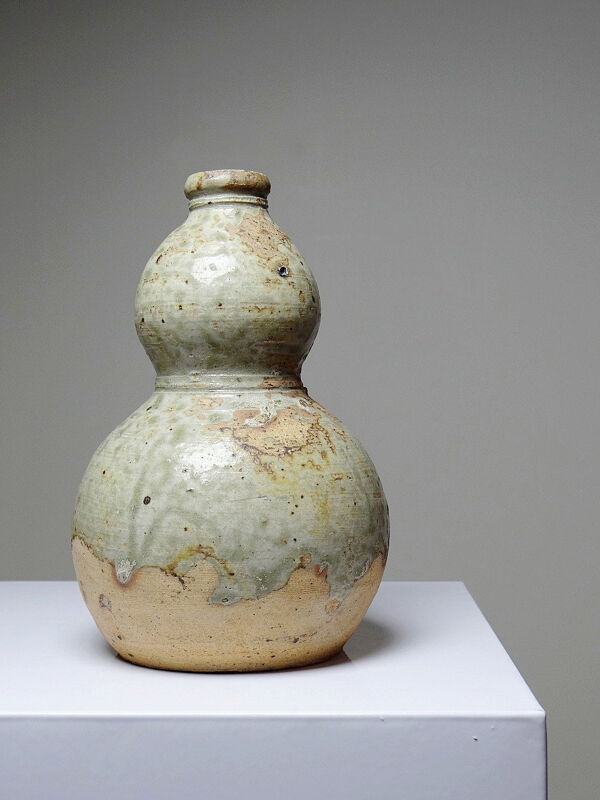 Petite gourde double à saké céramique japonaise d'Iga vintage/ancienne collection