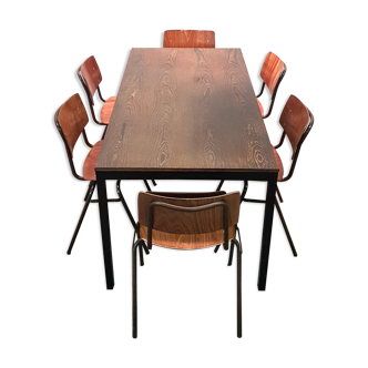 TE52 dining table by Walter Antonis and Martin Visser for t Spectrum plus chairs, Netherlands 1960s