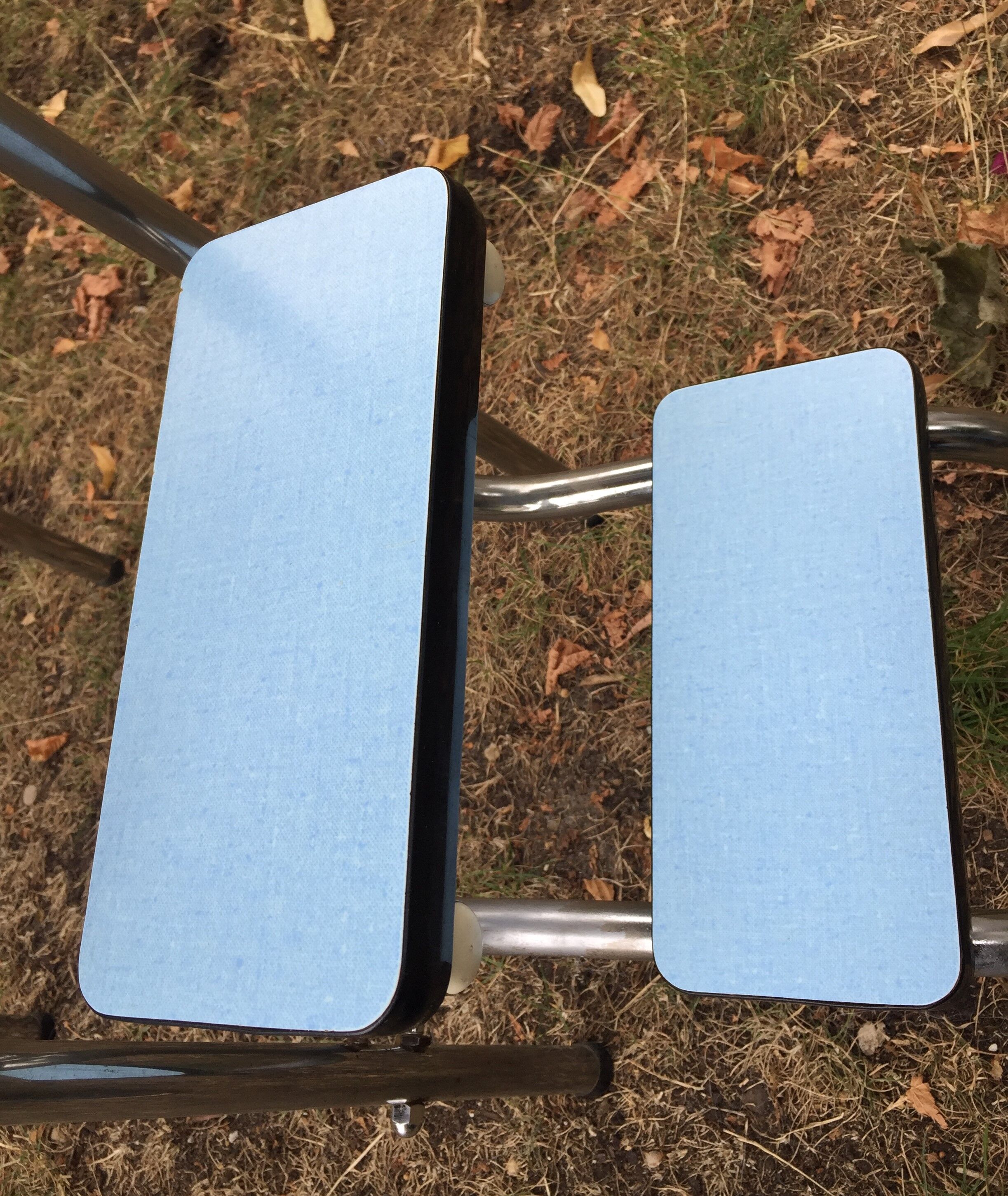 Flexible stool in vintage sky blue formica stepladder