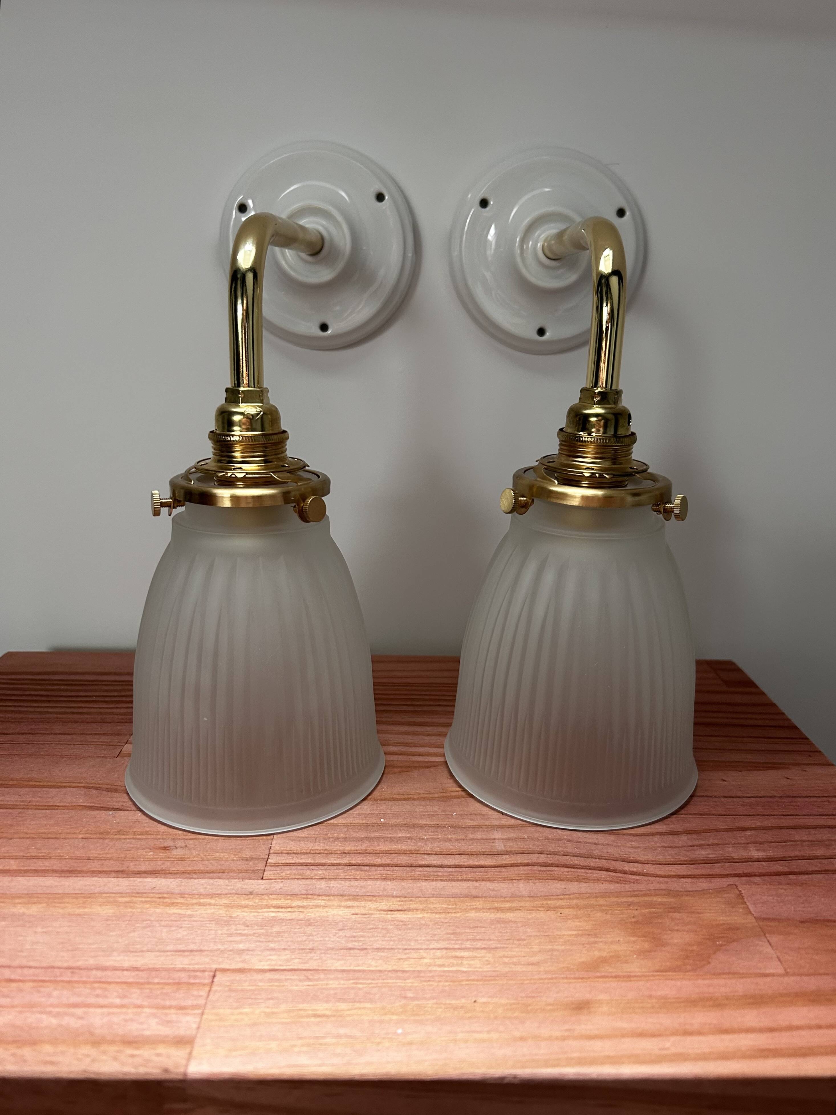Pair of glass tulip wall sconces