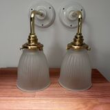 Pair of glass tulip wall sconces