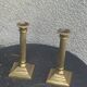 Pair of gilded brass candlesticks, vintage column shape