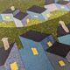 Vintage Handwoven Tapestry Village Scene Under the Full Moon