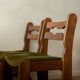 Brutalist Oak Razorback Dining Chairs with Green Velvet, 1970s, Set of 4