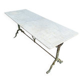 Double cast iron and marble bistro table signed Rieux Lyon 1900