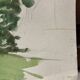 Watercolor landscape old house