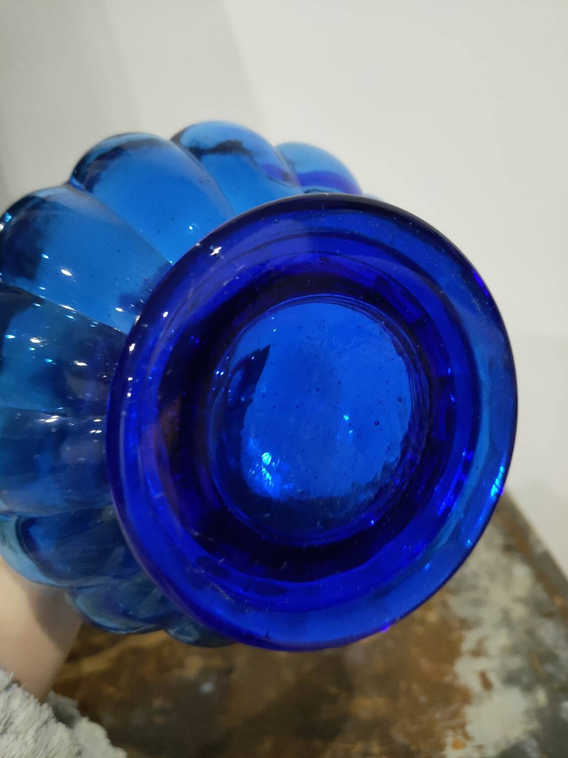 Round Electric Blue Bottle