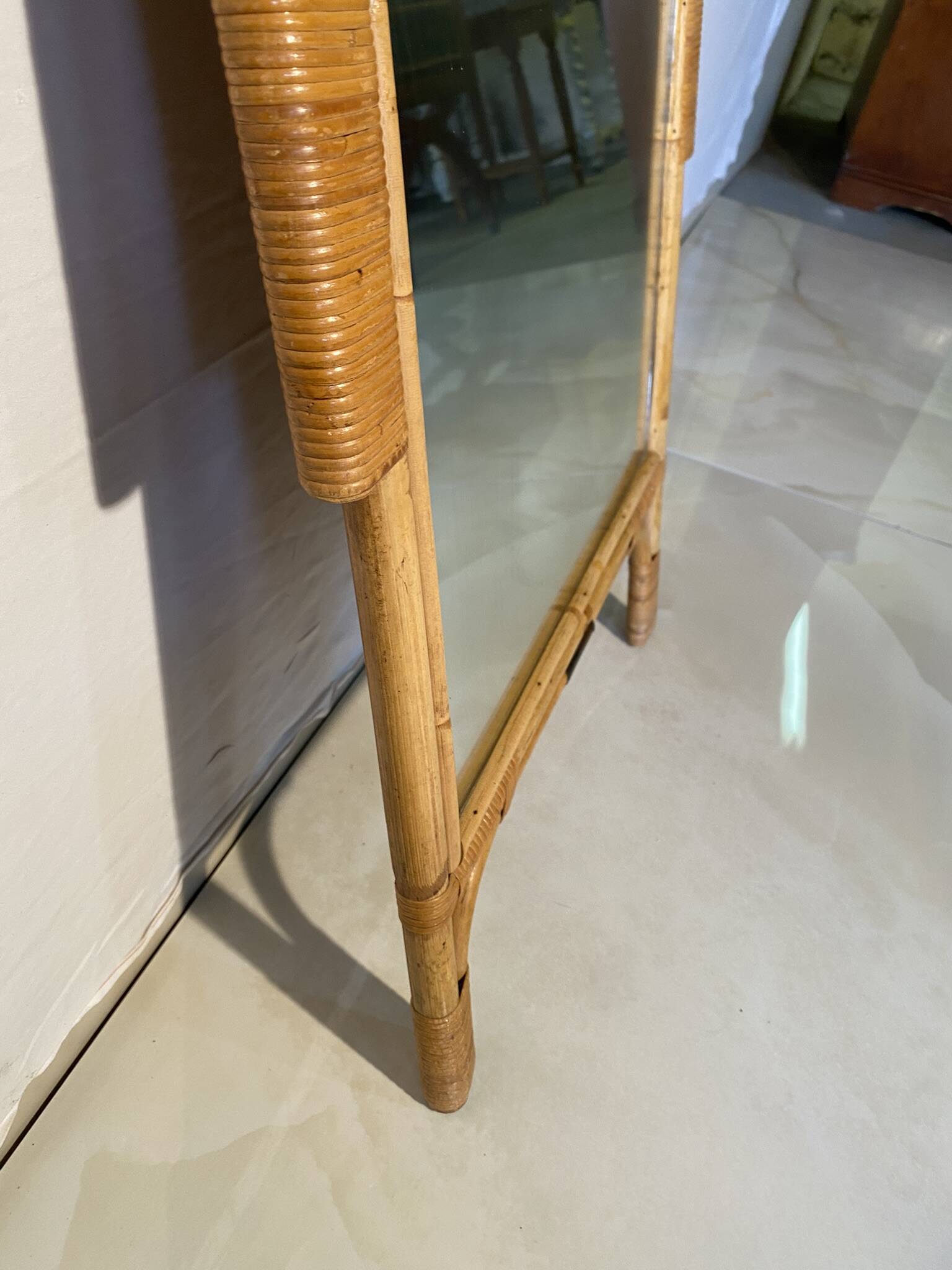 Vintage rattan mirror from the 1960s