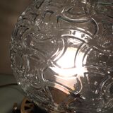 Structured glass globe lamp and metal-brass/ vintage 60s and 70s base