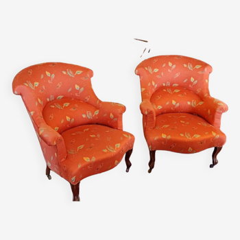 Pair of Napoleon 3 toad armchairs