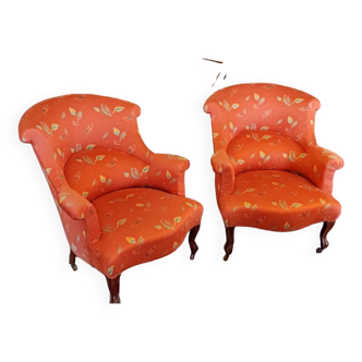 Pair of Napoleon 3 toad armchairs