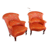 Pair of Napoleon 3 toad armchairs