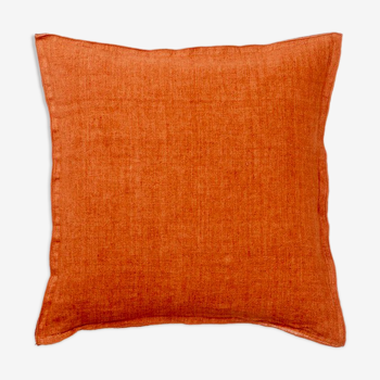 Linen cushion 50x50cm terracotta color