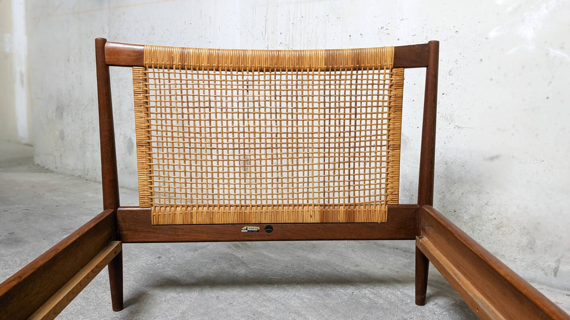 Daybed scandinave design Børge Mogensen pour Soborg Mobelfabrik 1950 's, teck et cannage