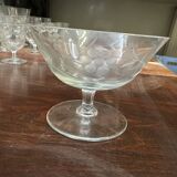 Art Nouveau Set of 32 Crystal Glasses - Engraved and Frosted Floral Pattern