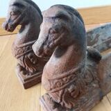 Cast iron andirons, horse head