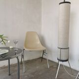 Floor lamp seventies totem, chrome and suede