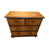 Hand-decorated solid pine chest of drawers