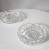 Pair of vintage crystal moulded ashtrays