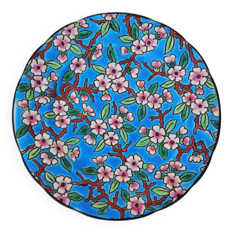 Small plate, Longwy enamels, floral decoration