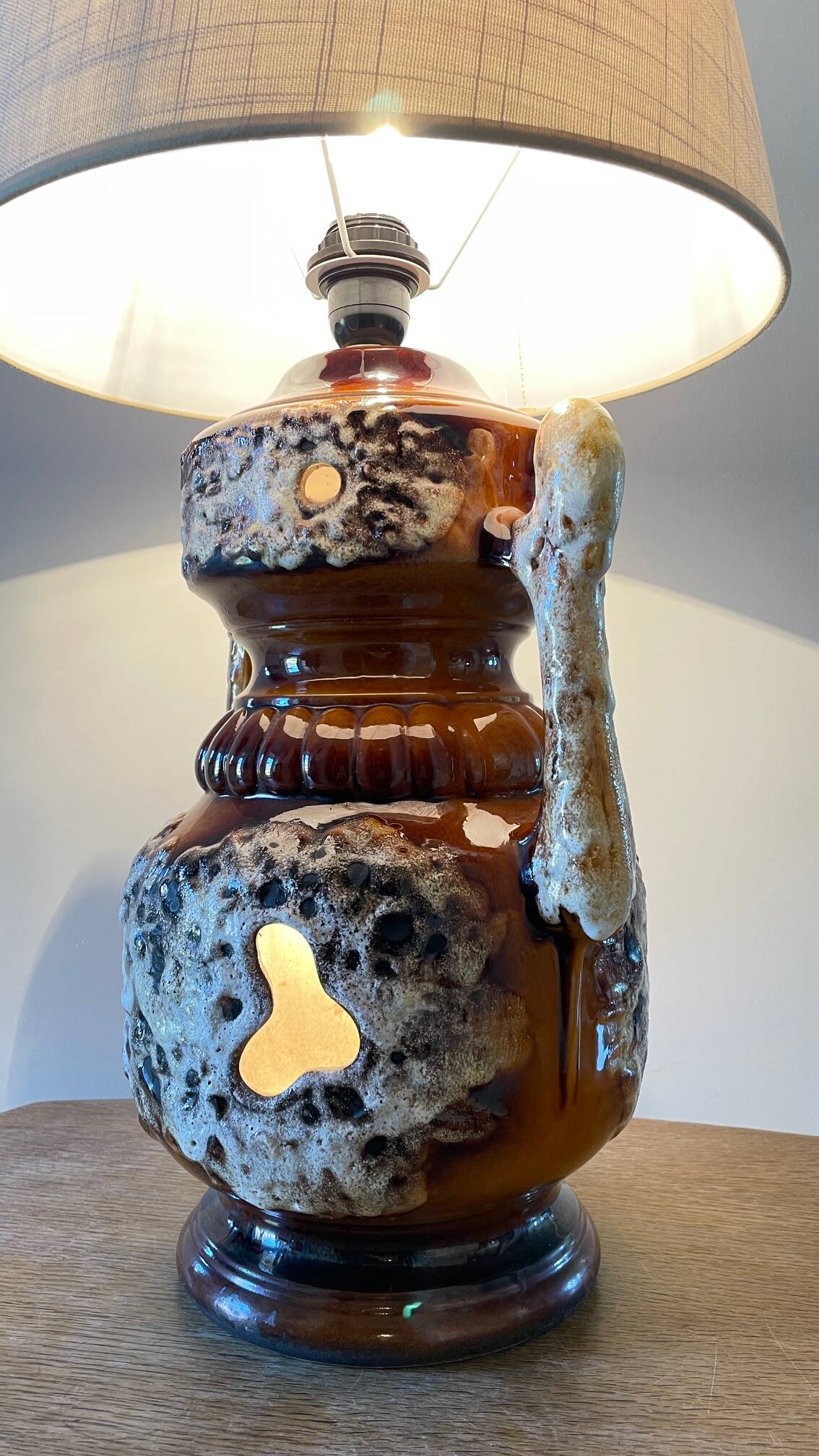 Lamp ceramic fat lava double lighting 70s
