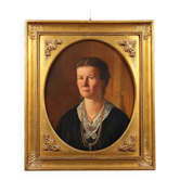 Ancient painting, female portrait, oil on canvas, Italy, 19th century