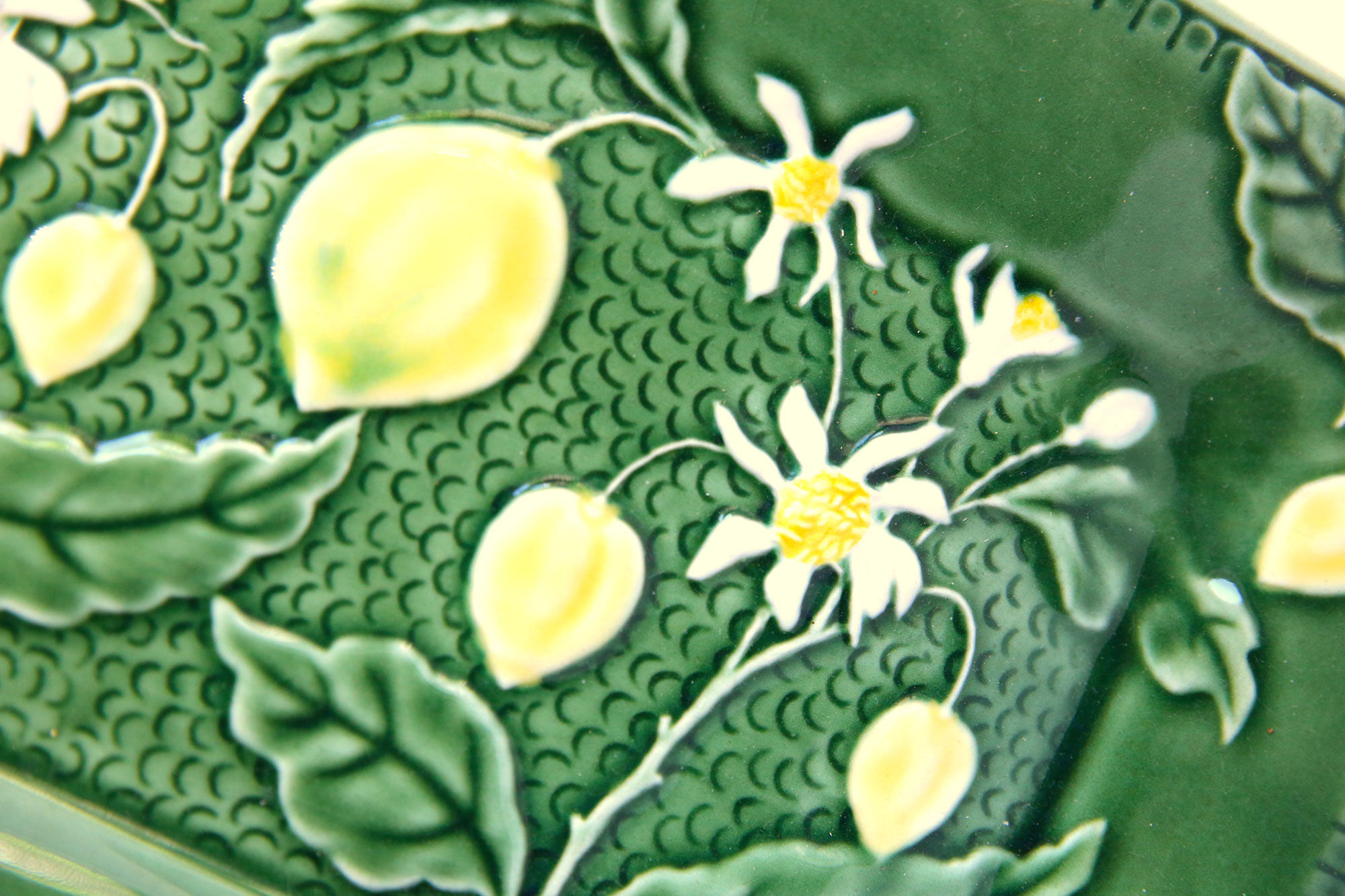 Rectangular dish in vintage lemon slip and made in France