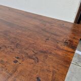 Table de Ferme bourguignonne à entretoise en noyer massif 19éme deux tiroirs-1m82