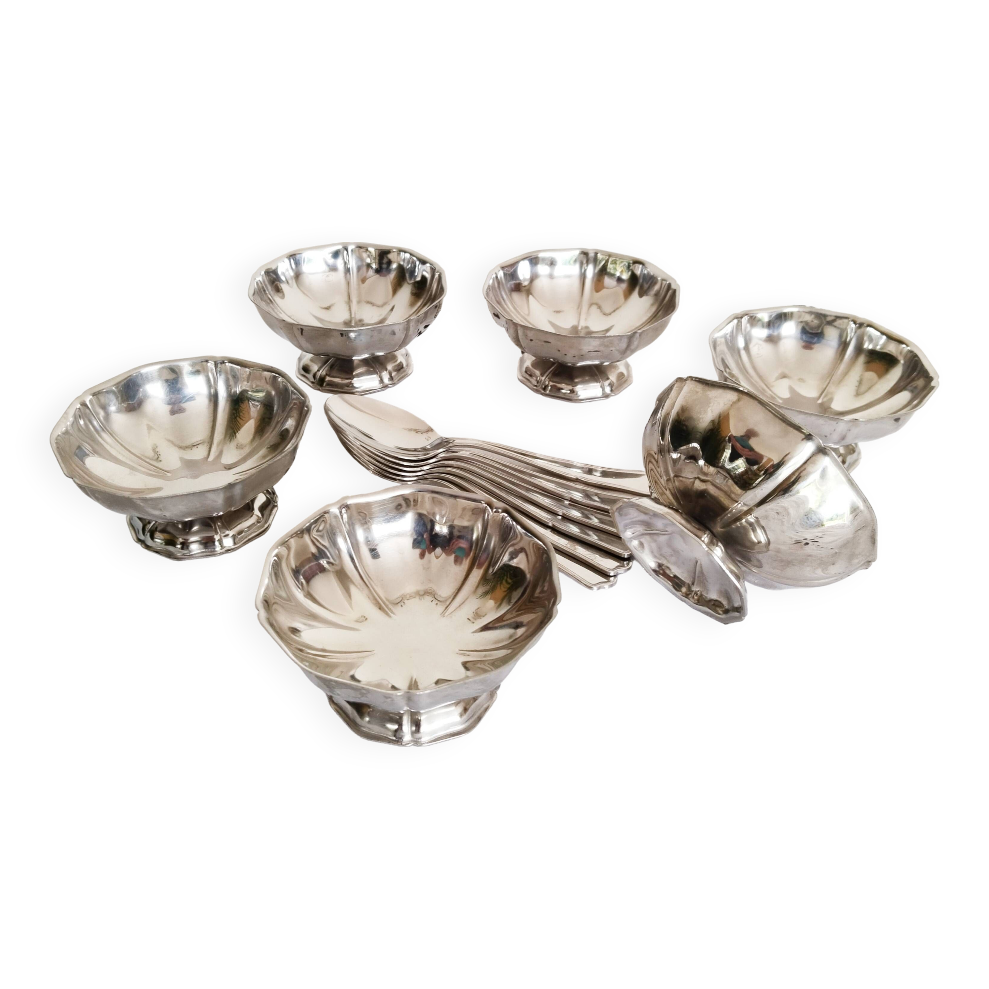 Coupes à glace ou sorbet , vintage , en inox 18/10 , années 70