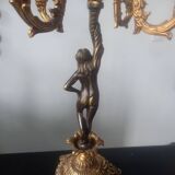 Pair of gilded bronze candlesticks with nude women