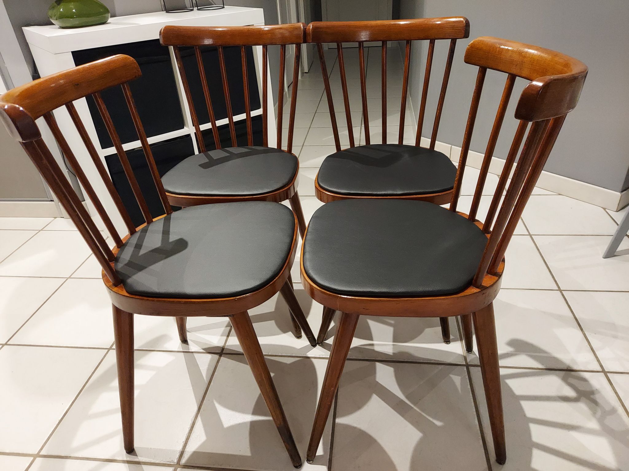 Set of 4 chairs of Bistrot Baumann model 740V, 1960