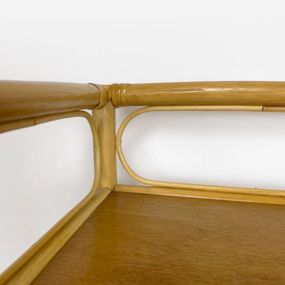 1960s rattan corner shelf