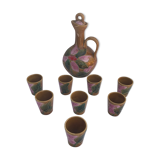 Old carafe with 8 ceramic glasses