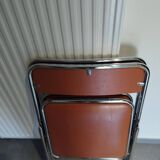 Pair, 2 vintage folding chairs, fawn color