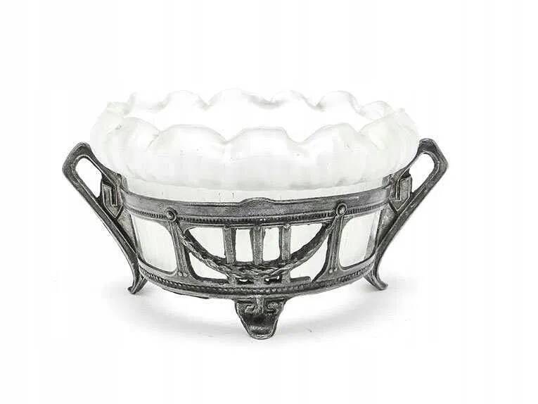 A4F Sugar Bowl in Secessionist Style with Opaline Insert