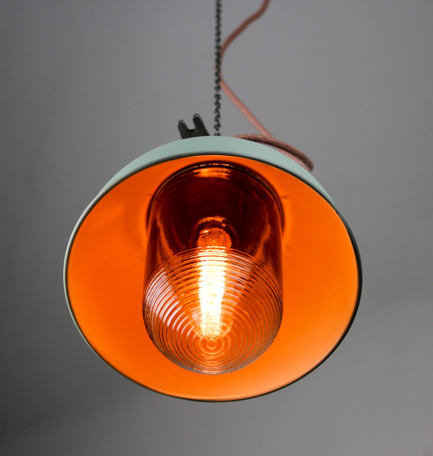 Vintage mint industrial hanging light from TEP