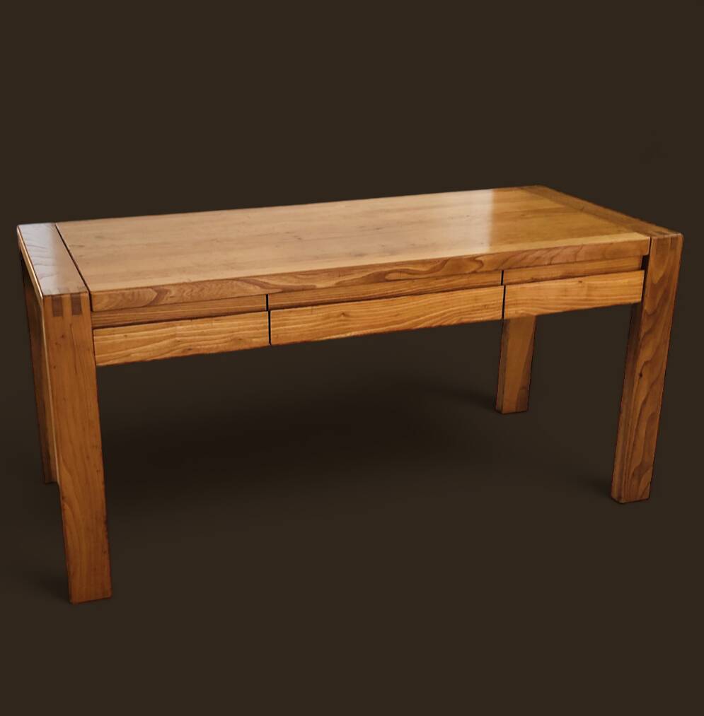 Solid elm desk Maison Renew, France 1980s