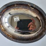 Silver-plated metal basket, openwork rim, hallmark to be identified