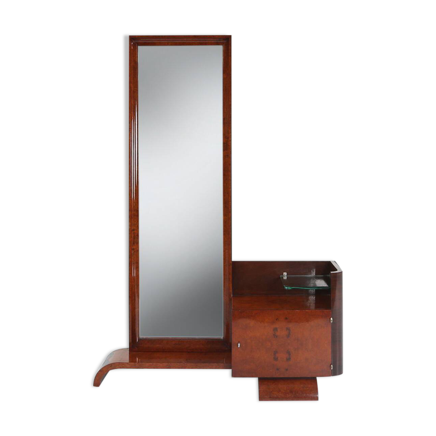Art Deco Dressing Mirror by De Coene in Walnut Veneer, Belgium 1930s