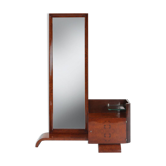 Miroir de toilette Art Déco par De Coene en placage de noyer, Belgique années 1930