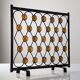 Wrought Iron Fire Screen with Orange Acrylic, Mid-Century, 1960s