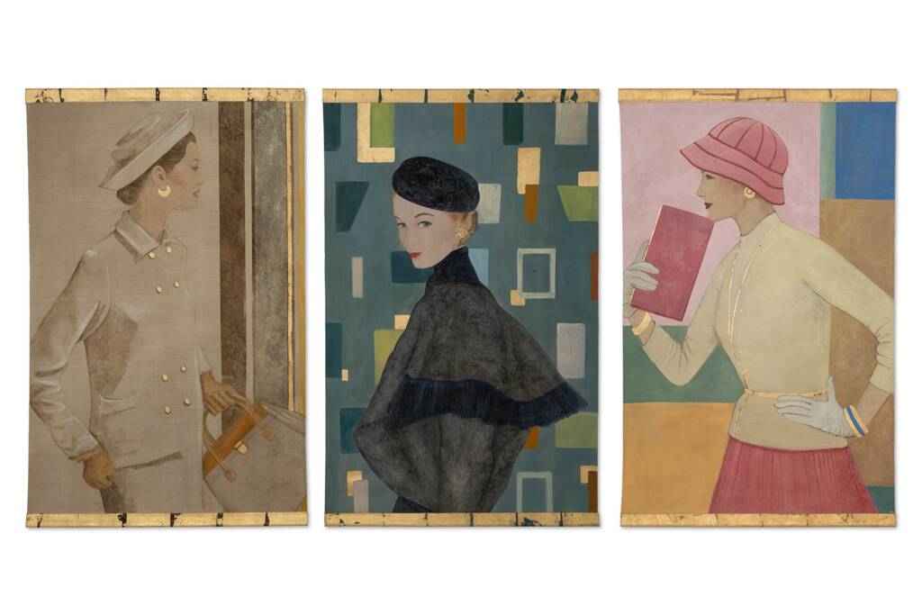 Painted canvas depicting a woman from the 1950s. Contemporary work.