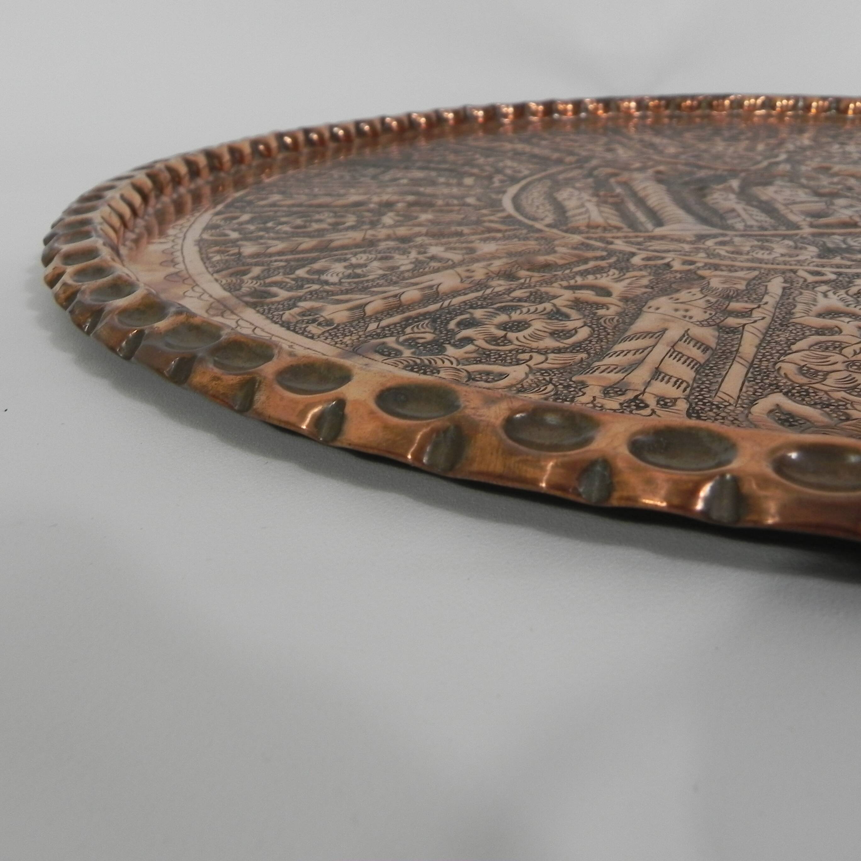 Copper tray, diameter 63.5 cm