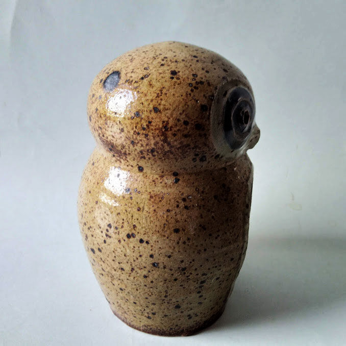 Bougeoir chouette en grès 1970
