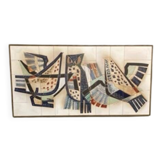 Wall panel, modernist ceramic signed Sinclair (from Hendrickx), 1950/60